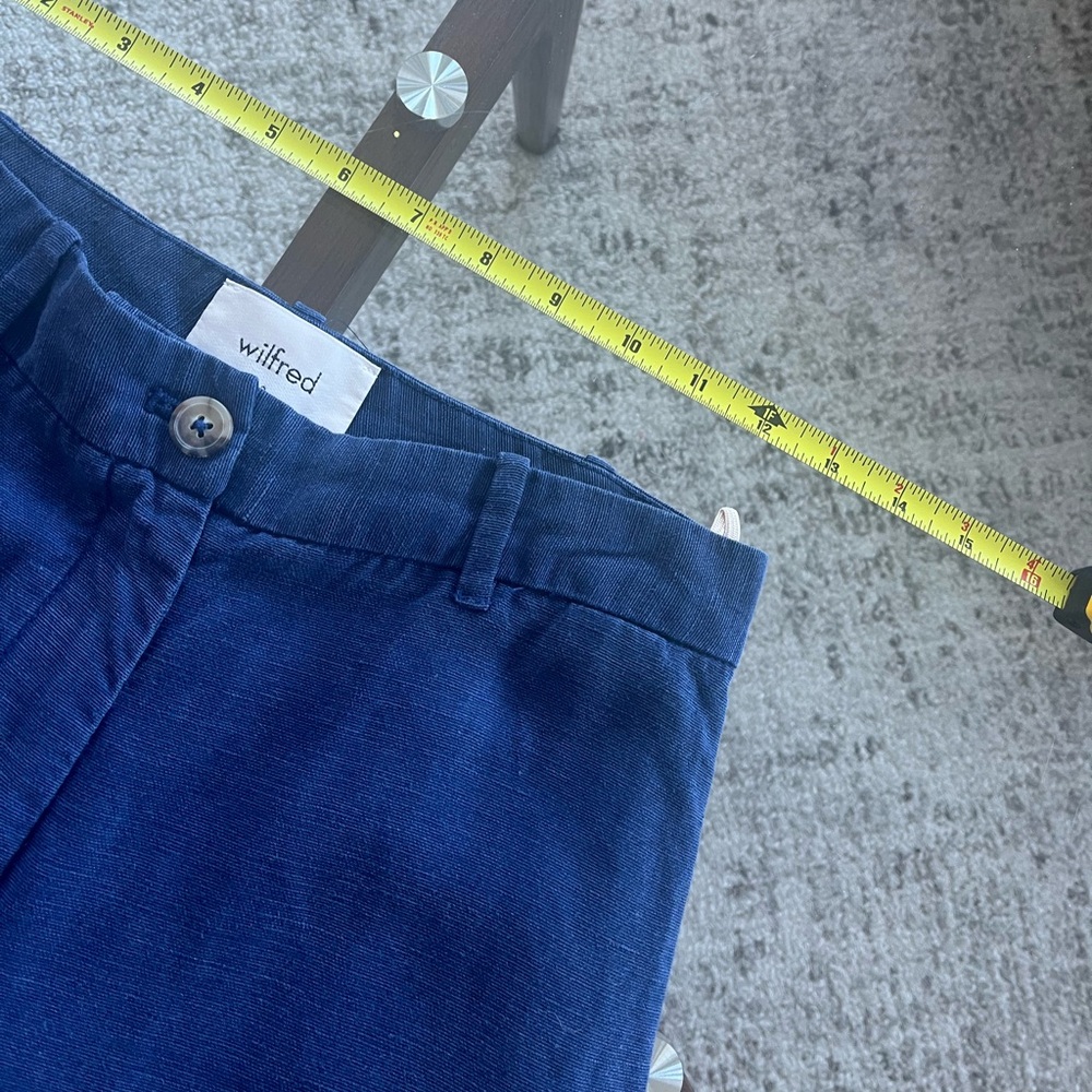 Aritzia Wilfred Linen Navy Blue Casual Garment Preppy Neutral Pants Sz 2 - Picture 6 of 14